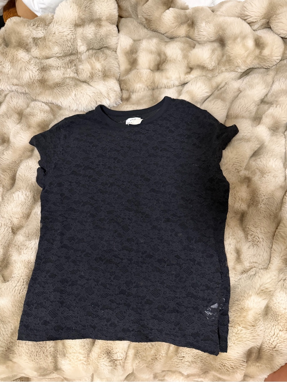 aerie Black Lace Short Sleeve Tee
